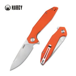 Kubey Nova Liner Lock Folding Knife Orange G10 Handle D2 Plain Edge Beadblast Finish KU117H