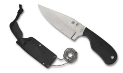 Spyderco Subway Bowie Fixed Blade Knife Black FRN Handle LC200N Plain Edge FB48PBK
