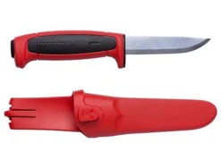 Mora Knives Basic 511 Fixed Blade Knife Red Handle Plain Edge With Sheath 13245