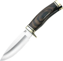 Buck Vanguard Fixed Blade Knife Walnut Wood Handle W/ Brass Guard Plain Edge 192