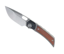 TwoSun Folding Knife Brown Micarta/Carbon Fiber Handle M390 Plain Edge TS142-M390