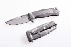 LionSteel Folding Knife Grey Titanium Handle Sleipner Plain Edge Satin Finish SR22G