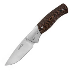 Buck Selkirk Liner Lock Knife Brown Black Micarta Handle Plain Edge 836BRS