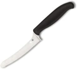 Spyderco Z-Cut Kitchen Knife Black Polypropylene Handle CTS-BD1 Blunt Tip Serrated Edge K13SBK
