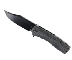 Petrified Fish Victor Flipper Folding Knife Black Micarta Handle K110 Dark Sonewash Finish P03-DMW