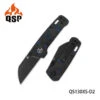 QSP Penguin Mini Folding Knife Shredded Carbon Fiber/Blue G10 Handle 14C28N Plain Edge Black Stonewash Finish QS130XS-D2