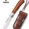 Trivisa Fixed Blade Knife Ironwood/Titanium Handle M390 Plain Edge Satin Finish Aquarius-01 -Cold Steel Zone AQUA 67251.1671227450