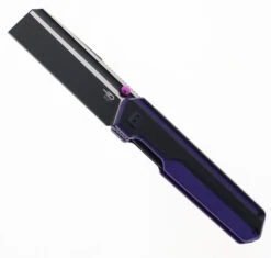 Bestech Tardis Folding Knife Black/Purple G10 Handle D2 Plain Black DLC/Satin Blade BG54D