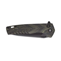 Tekto F3 Charlie Button Lock Folding Knife Green/Black Gmascus Handle D2 Drop Point Plain Black Blade -Cold Steel Zone GIM 4 03117.1686842129