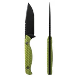 Toor Knives Mutiny Fixed Blade Knife Sea Green Aluminum Handle 154CM Drop Point Plain Black Blade