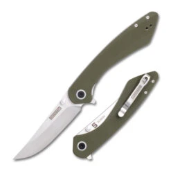 RoseCraft Alenta Folding Knife OD Green G10 Handle RPM9 Upswept Plain Edge Stonewash Finish RCM004-OD