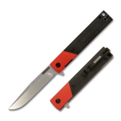 RoseCraft Blades Joka Folding Knife Black/Red G10 Handle RPM9 Clip Point Plain Edge Stonewash Finish RCM011-RDB