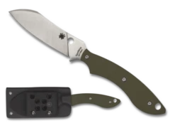 Spyderco Stok Drop Point Fixed Blade Knife OD Green G10 Handle 8Cr13MoV Plain Edge FB50GPOD