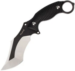 Ruike Fixed Blade Knife Black Sculped G10 Handle Stonewash/BLK Plain Edge F181B