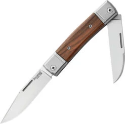 LionSteel Bestman Folding Knife Santos Wood Handle M390 Clip/Wharncliffe Plain Edge BM13 ST