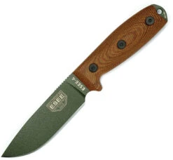 ESEE Model 4 3D Fixed Blade Knife Natural Micarta Handle Plain OD Green Blade 4POD011