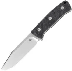 QSP Bison Fixed Blade Knife BLK Linen Micarta Handle D2 Clip Point Blade QS134A